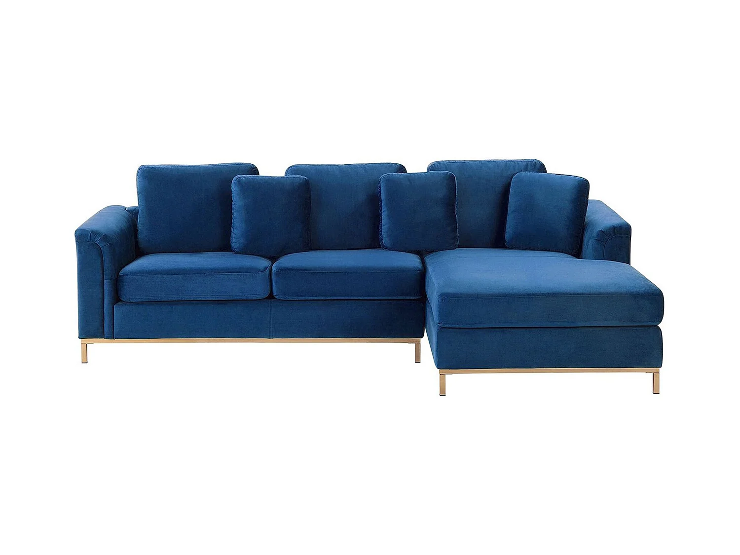Canapé Angle à droite en Velours Bleu Foncé Dossier Matelassé Housses Amovibles Oslo