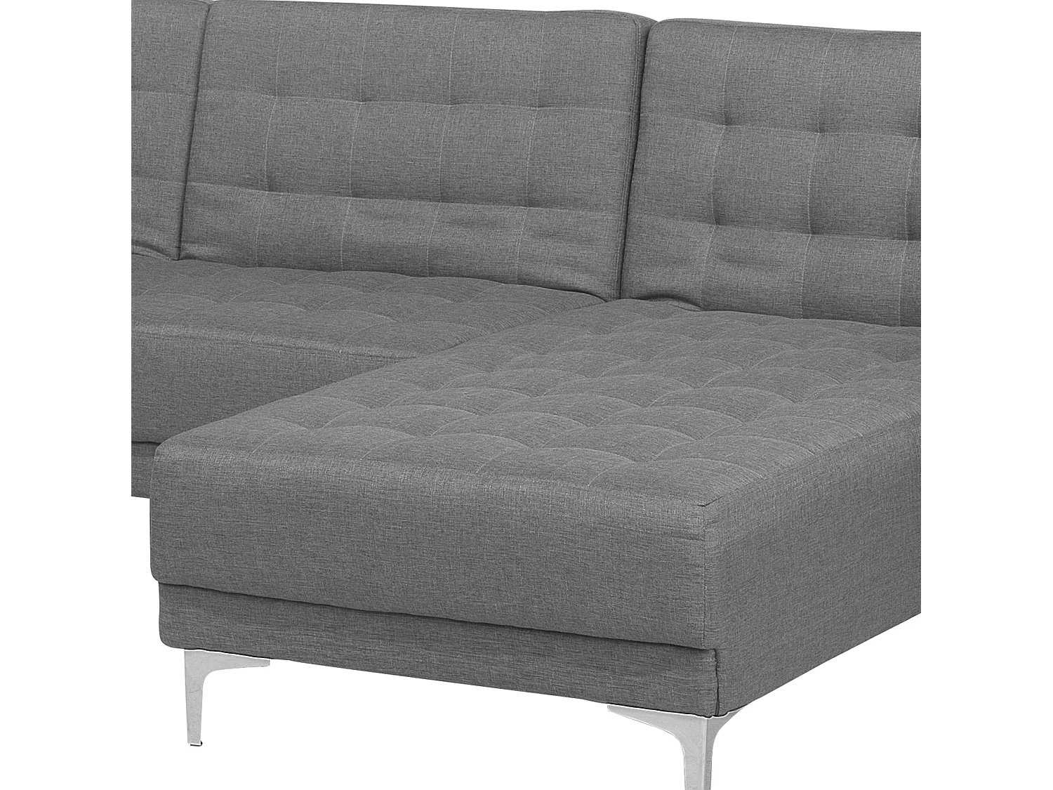 Canapé-lit d'angle modulable 5 places ABERDEEN Tissu Gris clair avec ottoman Côté droite