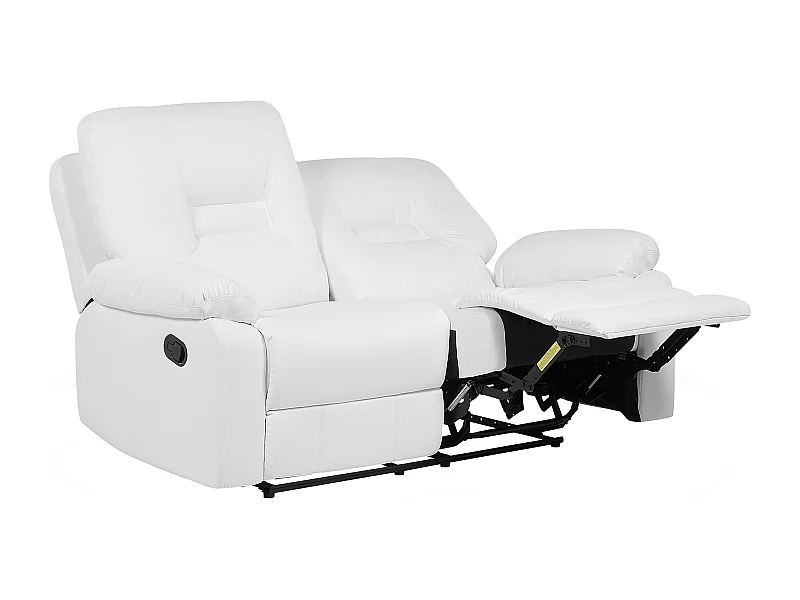 Sofá reclinable manual BERGEN Piel sintética Blanco 2 plazas