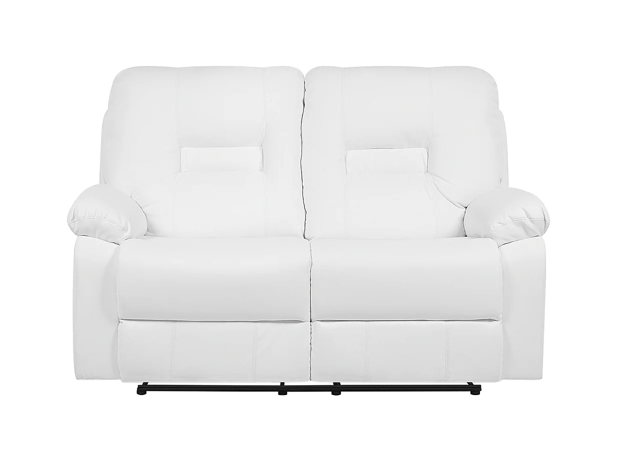 Sofa z manualną funkcją relaksu BERGEN Ekoskóra Biały dla 2 osób