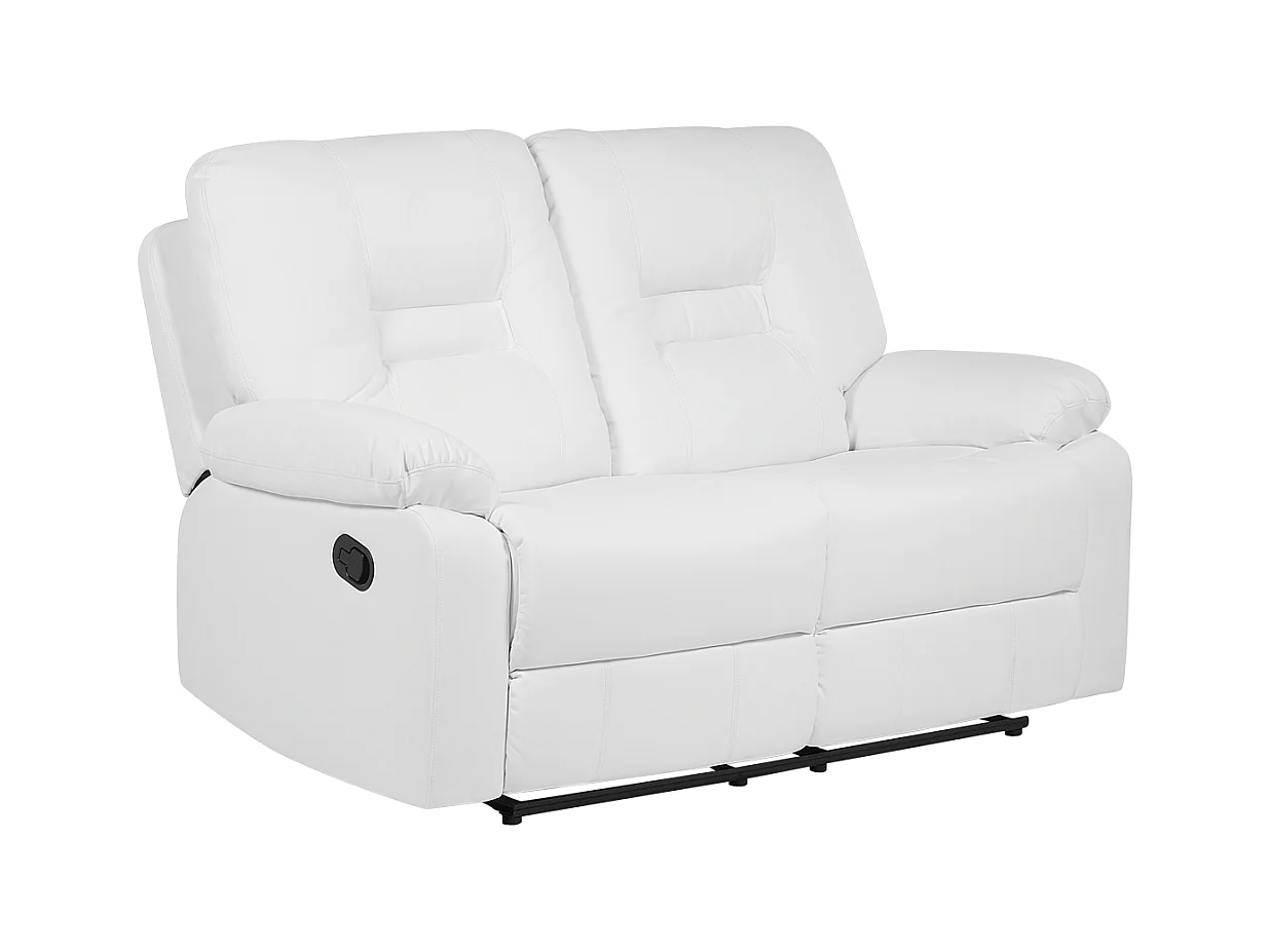 Sofa z manualną funkcją relaksu BERGEN Ekoskóra Biały dla 2 osób