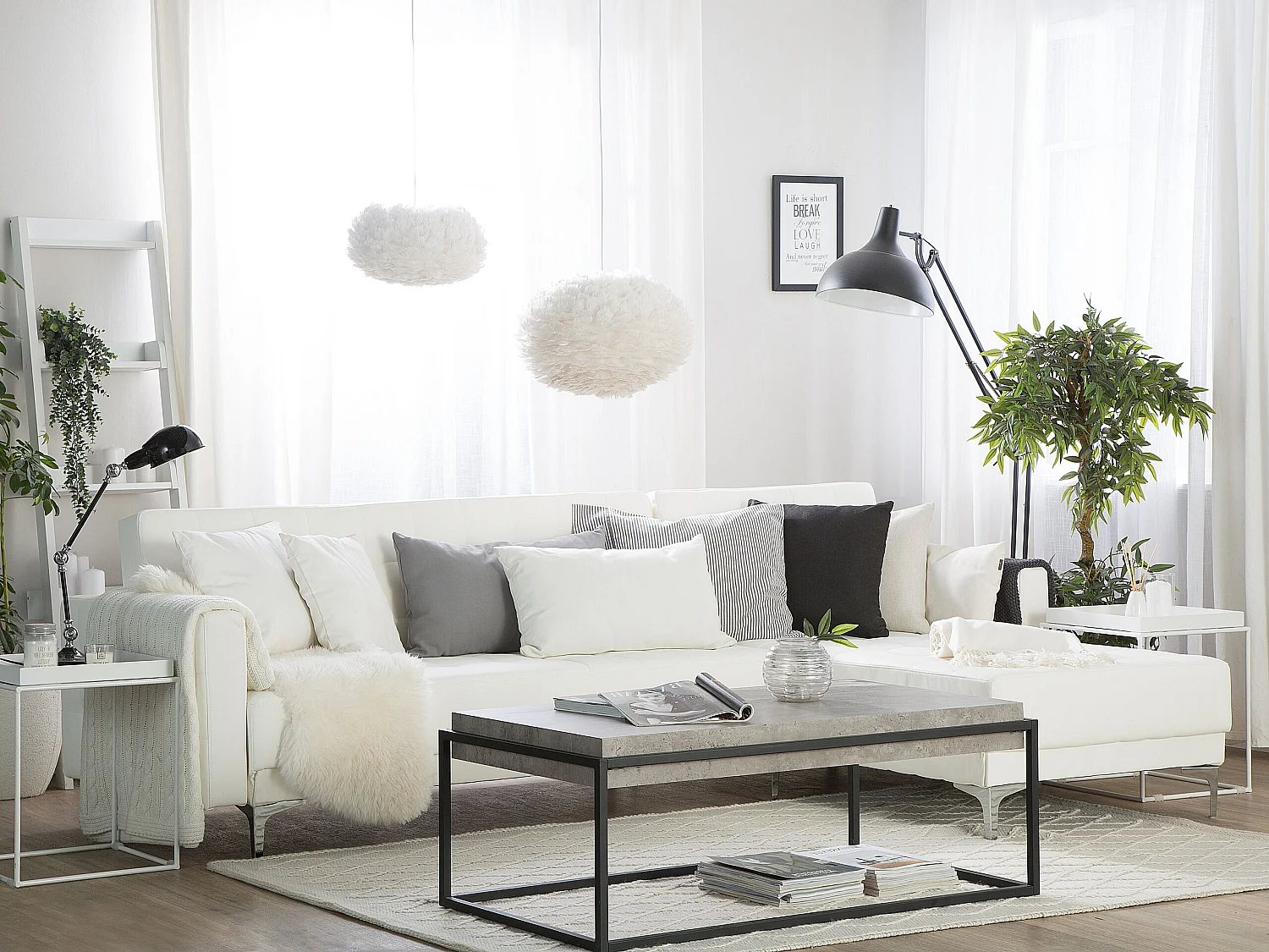 Sofá-cama de canto modular ABERDEEN Pele sintética Branco 4 lugares à esquerda