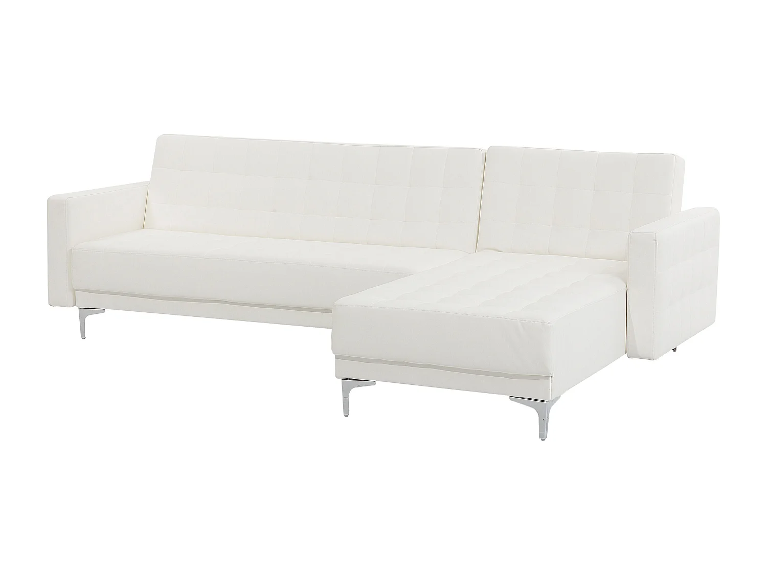 Sofá-cama de canto modular ABERDEEN Pele sintética Branco 4 lugares à esquerda