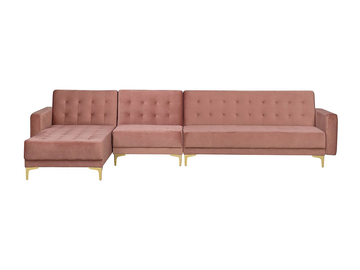 Sofá-cama de canto modular ABERDEEN Veludo Rosa 5 lugares à direita