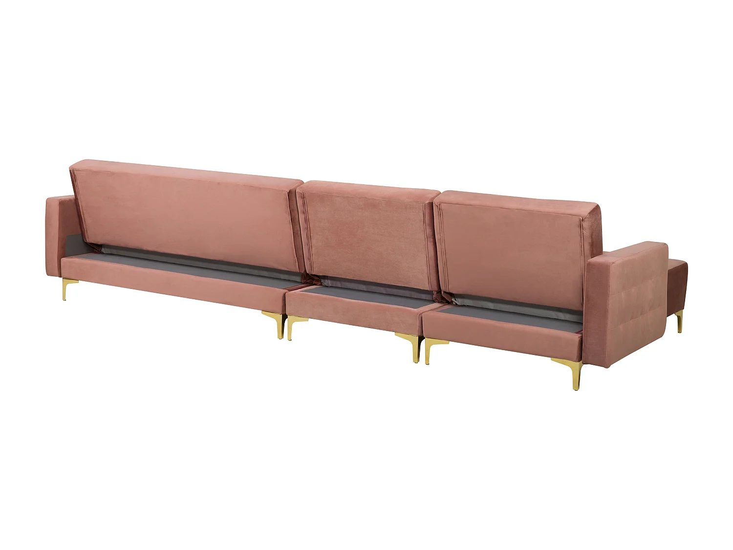Sofá-cama de canto modular ABERDEEN Veludo Rosa 5 lugares à direita
