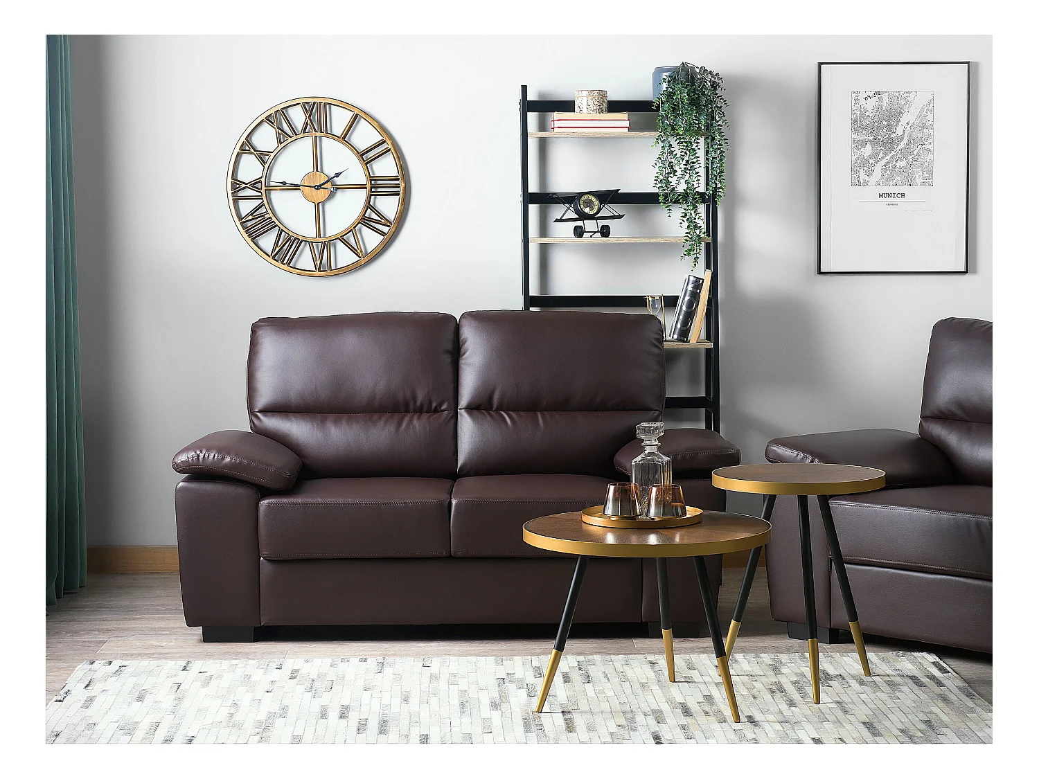 Canapé 2 places VOGAR Cuir PU Marron foncé