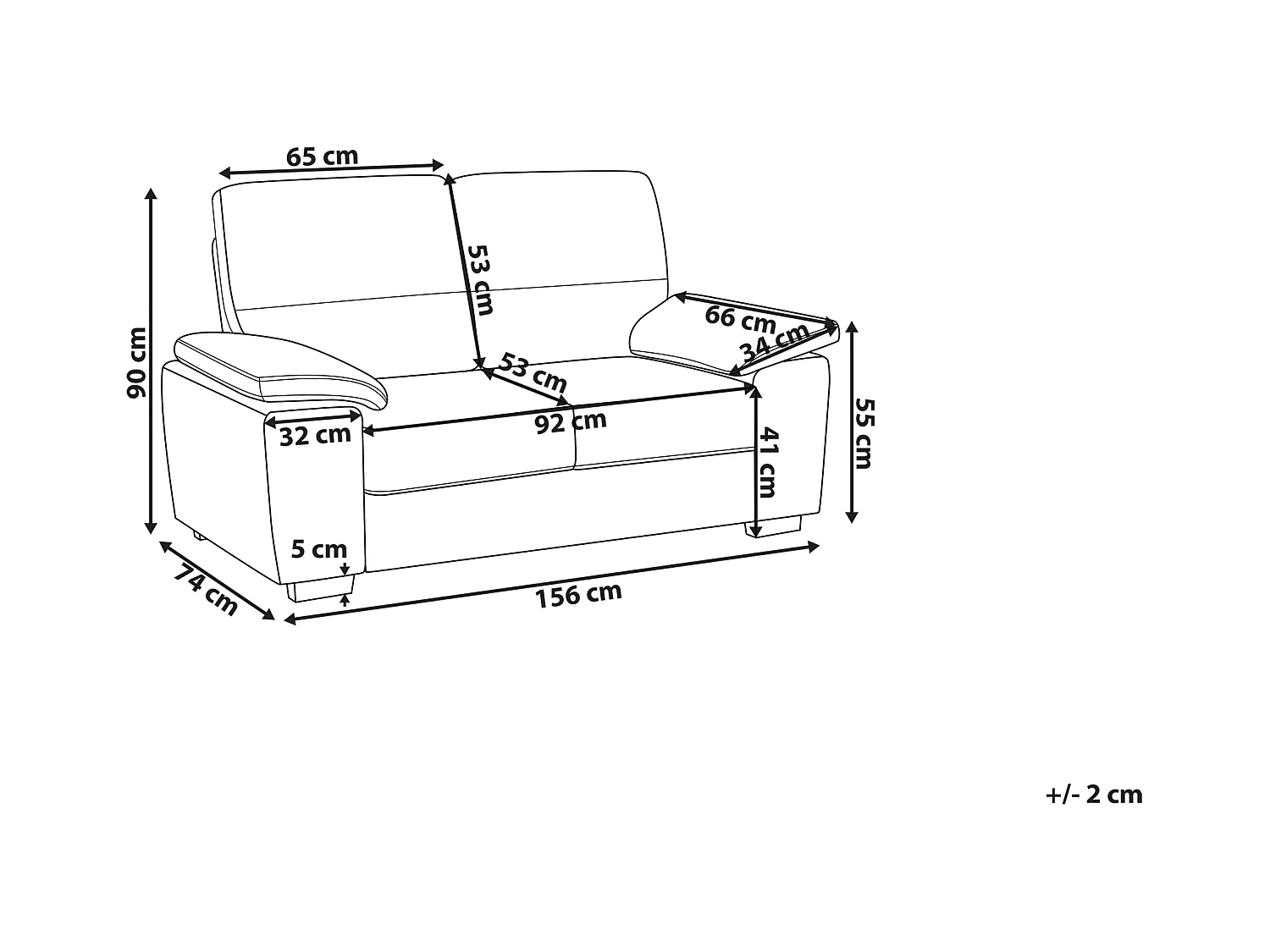 Canapé 2 places VOGAR Cuir PU Marron foncé