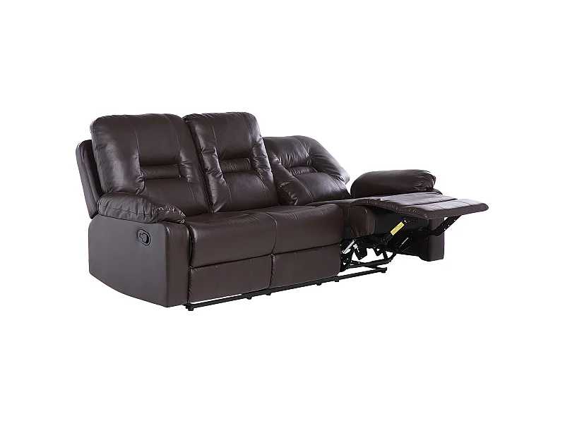 Klassischer 3-Sitzer Sofa Kunstleder braun verstellbar Bergen