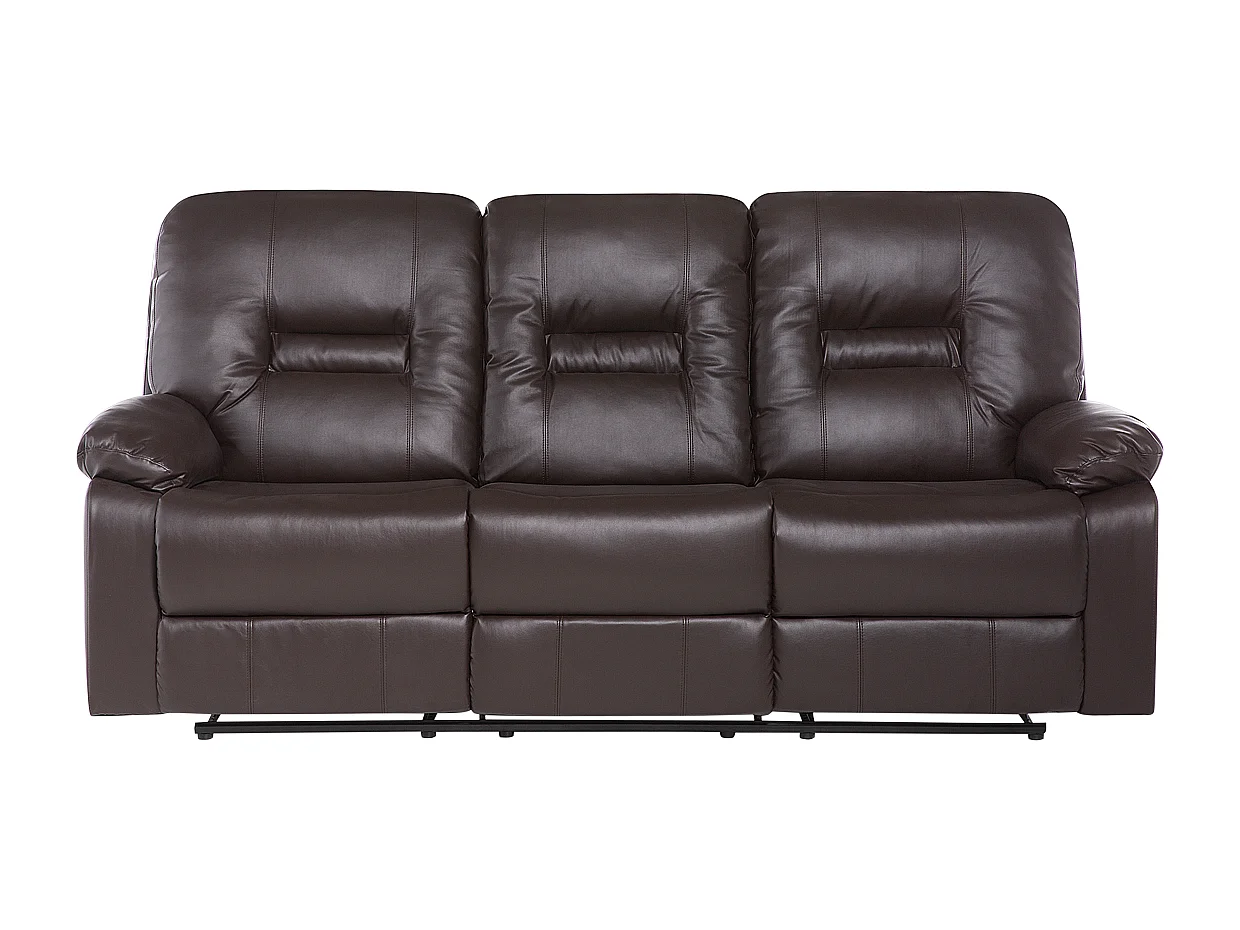 Handmatig verstelbare bank BERGEN Kunstleer Bruin 3-zitter