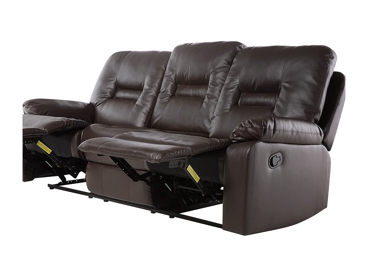 Canapé relax manuel 3 places BERGEN Cuir PU Marron