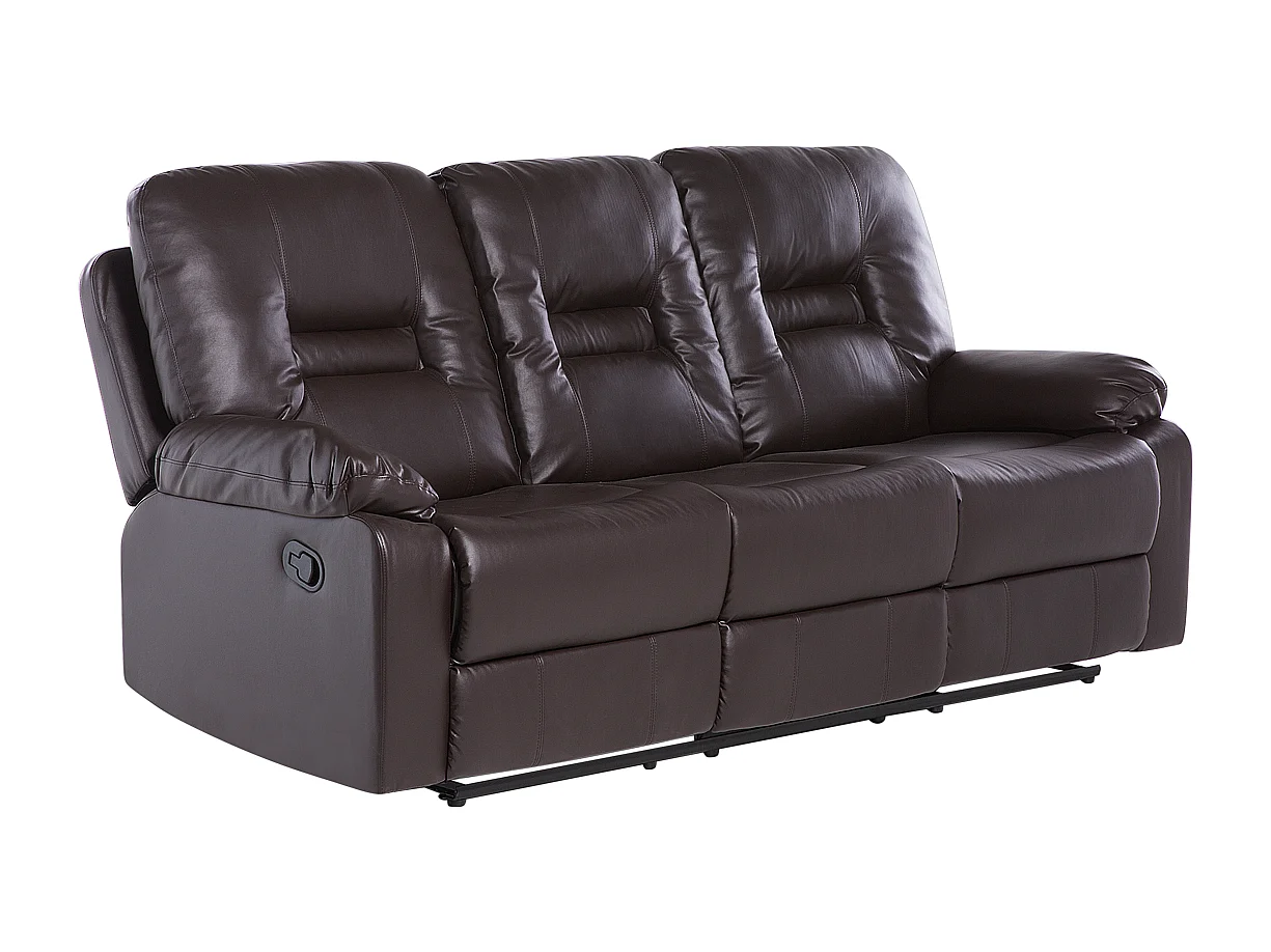 Canapé relax manuel 3 places BERGEN Cuir PU Marron