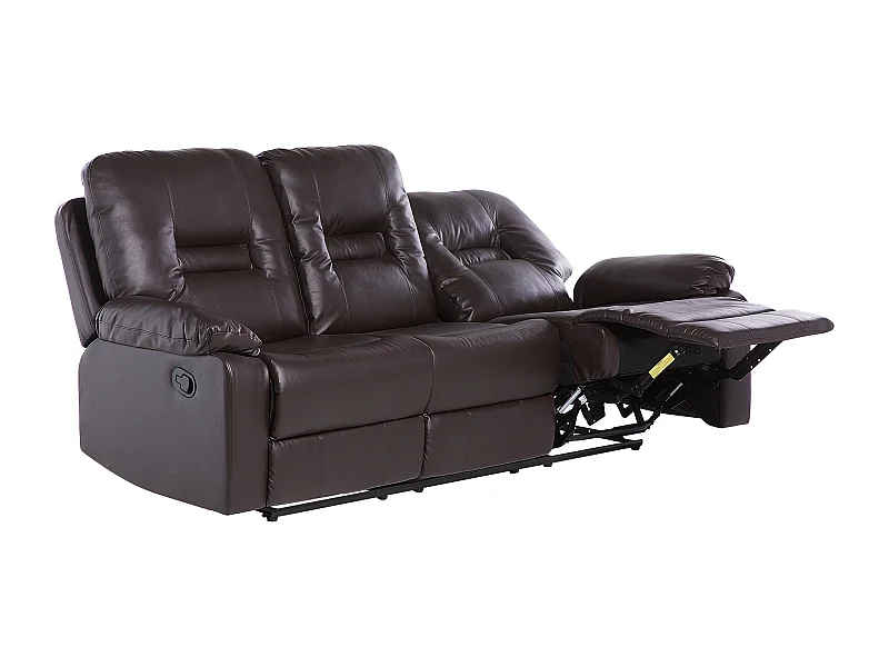 Canapé relax manuel 3 places BERGEN Cuir PU Marron