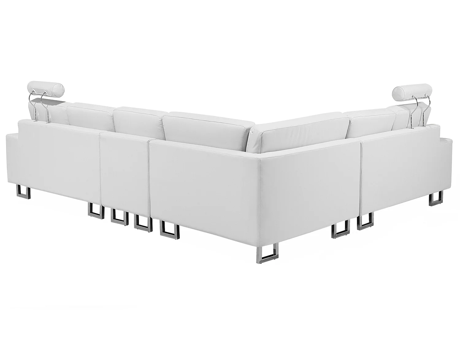 Canapé d'Angle à Gauche en Cuir Blanc avec Appui-Tête Réglable Taies Lavables Stockholm