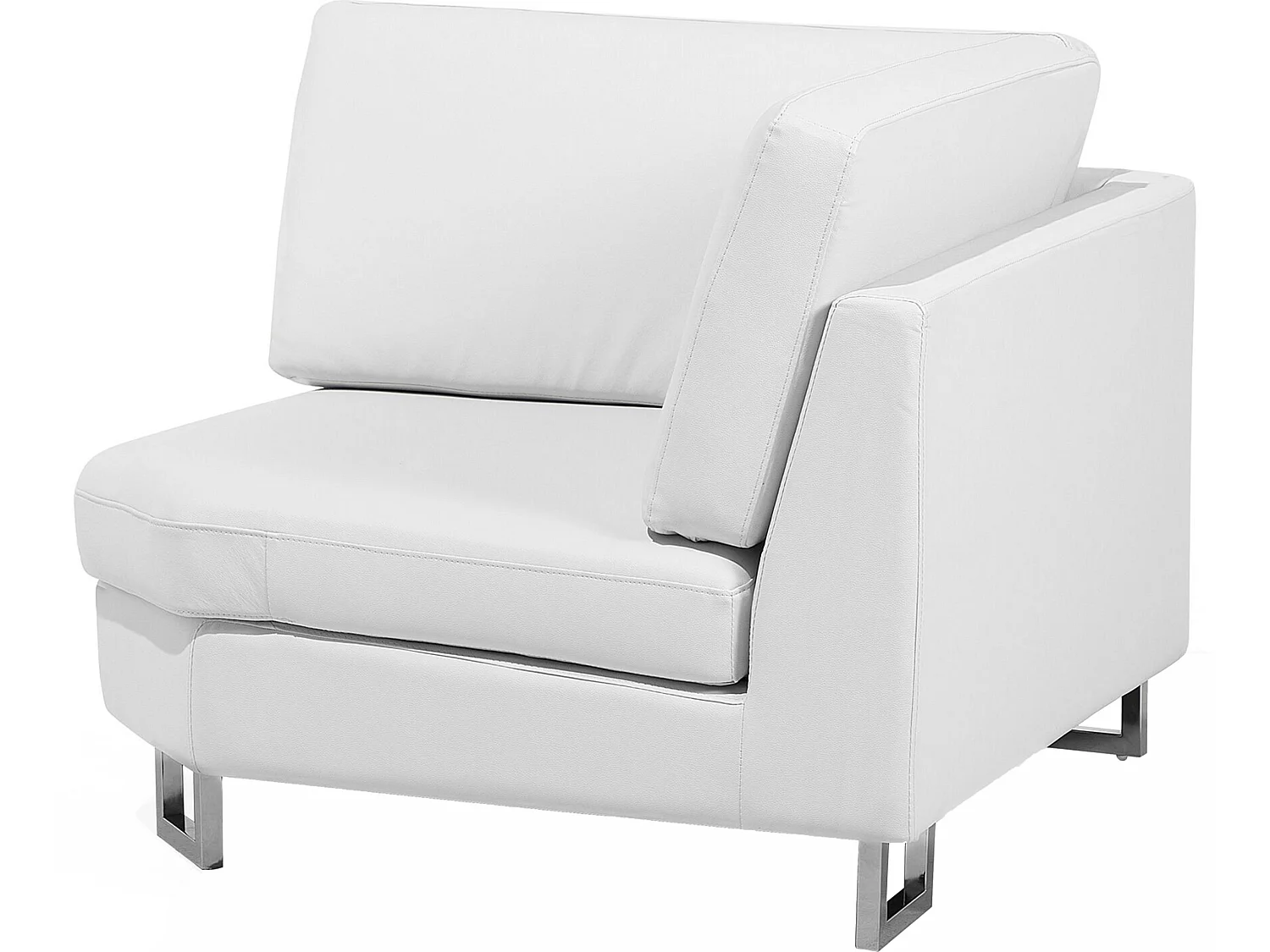 Canapé d'Angle à Gauche en Cuir Blanc avec Appui-Tête Réglable Taies Lavables Stockholm