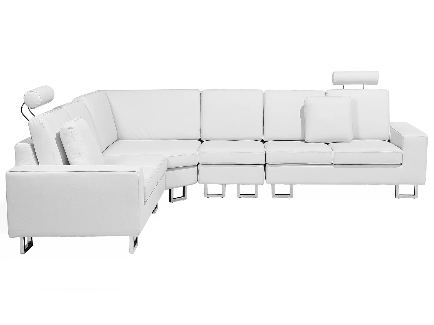 Canapé d'Angle à Gauche en Cuir Blanc avec Appui-Tête Réglable Taies Lavables Stockholm