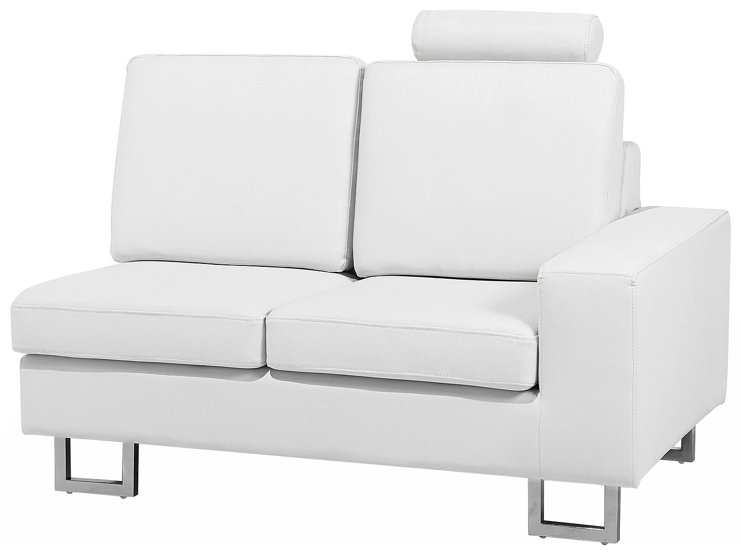 Canapé d'Angle à Gauche en Cuir Blanc avec Appui-Tête Réglable Taies Lavables Stockholm