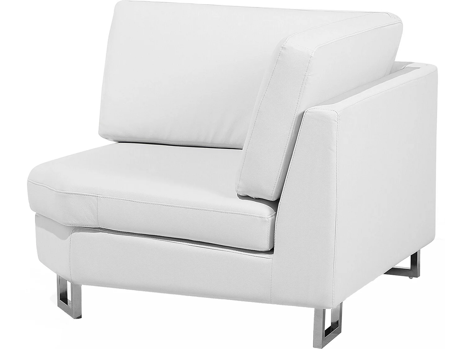 Canapé d'Angle à Gauche en Cuir Blanc avec Appui-Tête Réglable Taies Lavables Stockholm