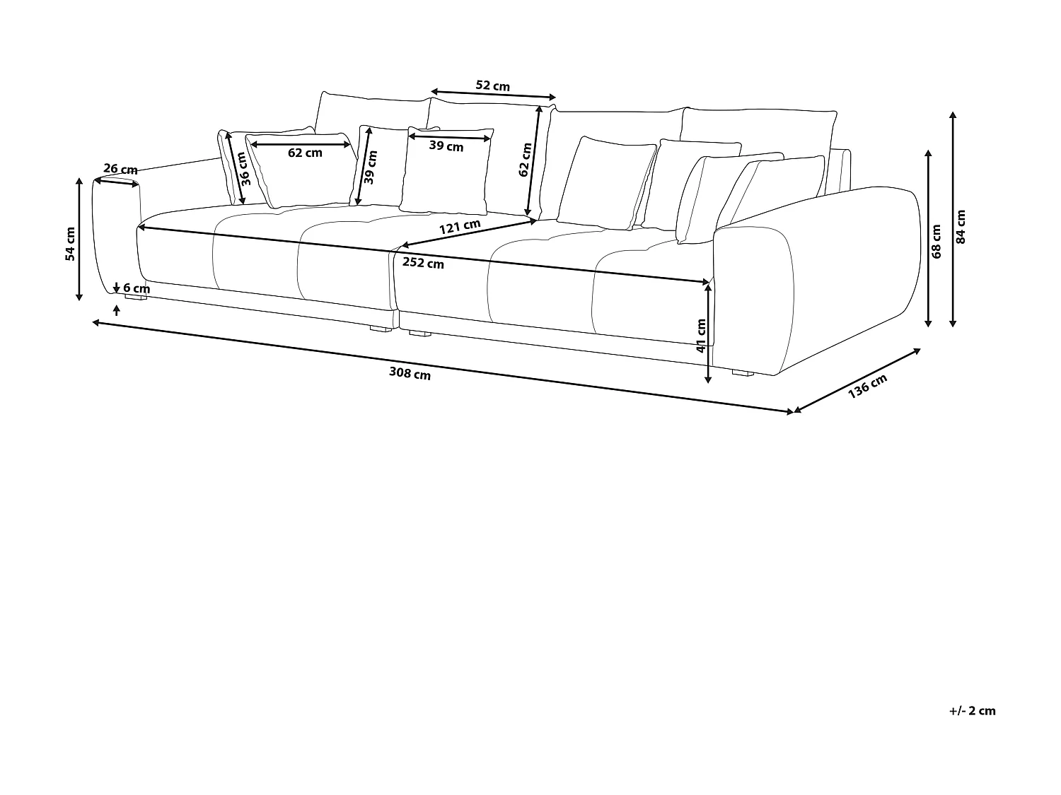 Canapé 4 places TORPO Tissu Beige clair