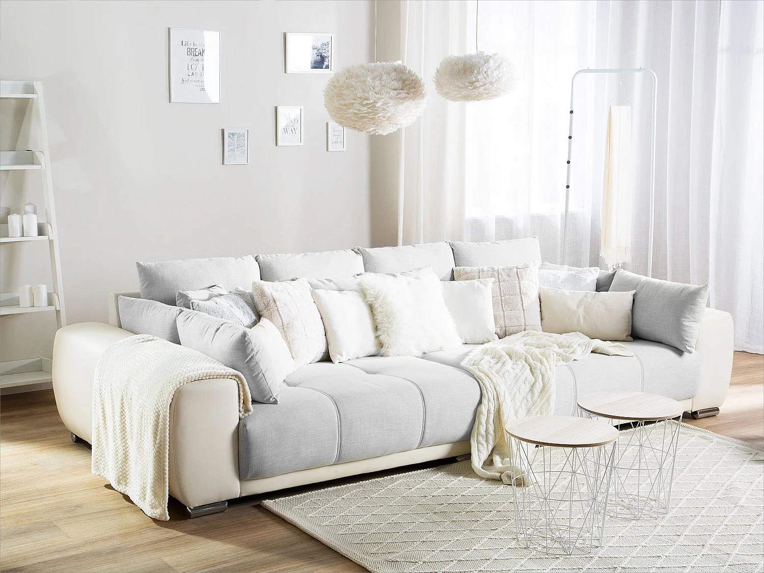 Sofa 4 Seater TORPO Fabric Light Beige