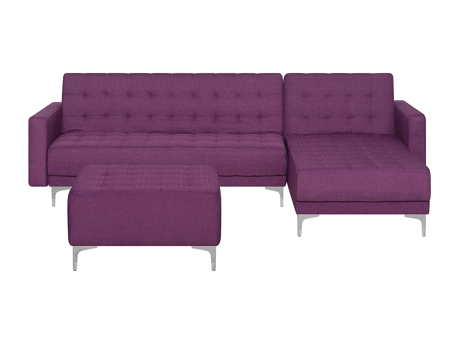 Canapé-lit d'angle modulable 4 places ABERDEEN Tissu Violet avec ottoman Côté droite