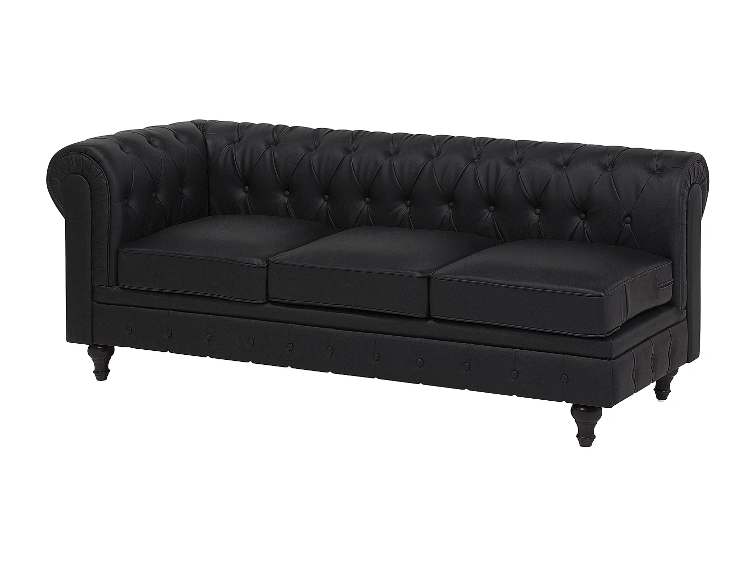 Hoekbank CHESTERFIELD Kunstleer Zwart 6-zitter Linkerzijde