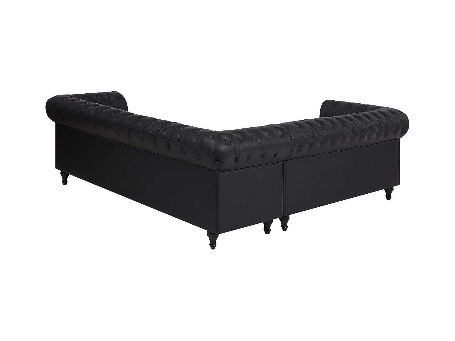 Canapé d'Angle à droite en Cuir PU Noir Housse Amovible Assise Large Chesterfield