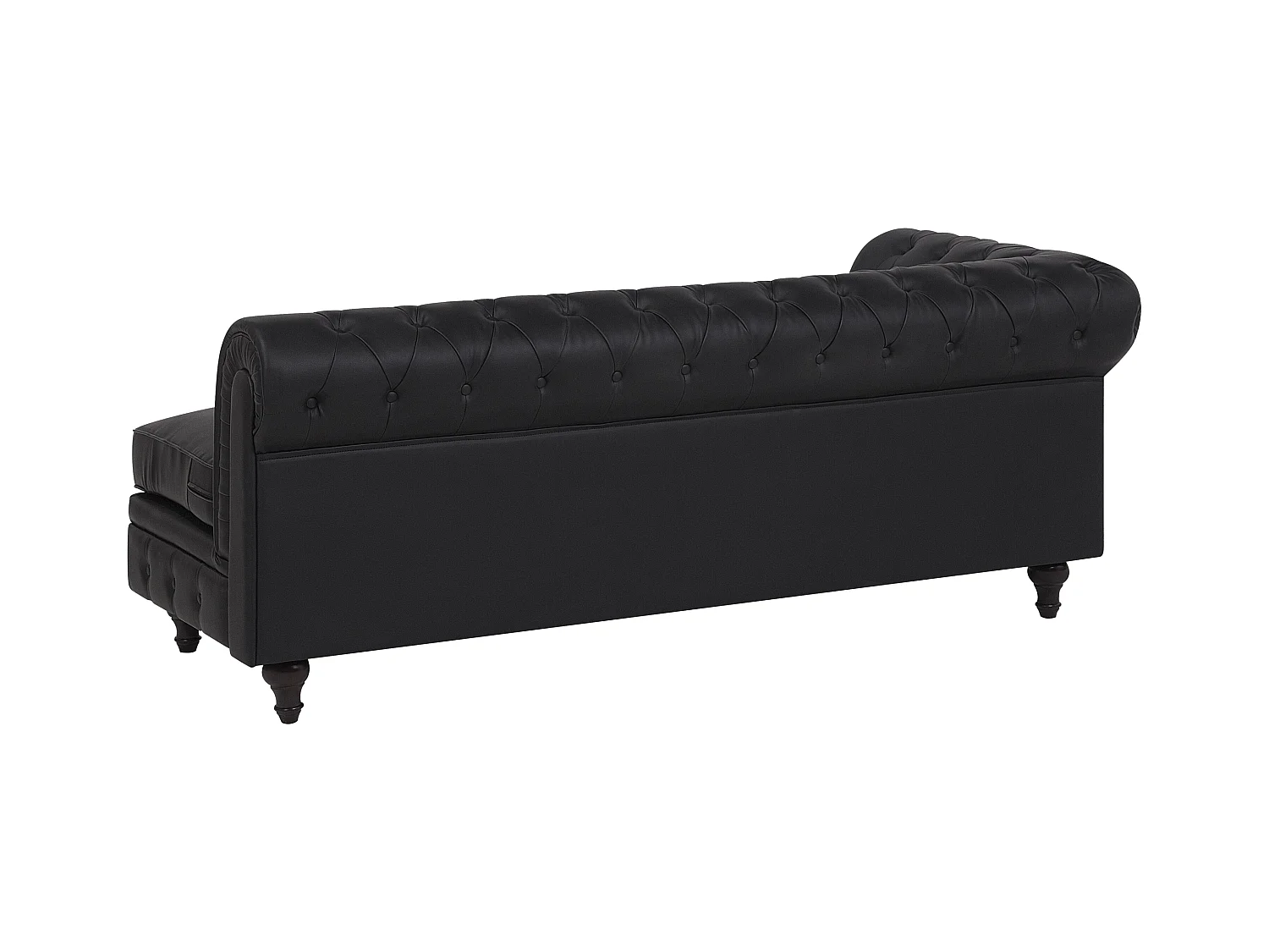 Canapé d'Angle à droite en Cuir PU Noir Housse Amovible Assise Large Chesterfield