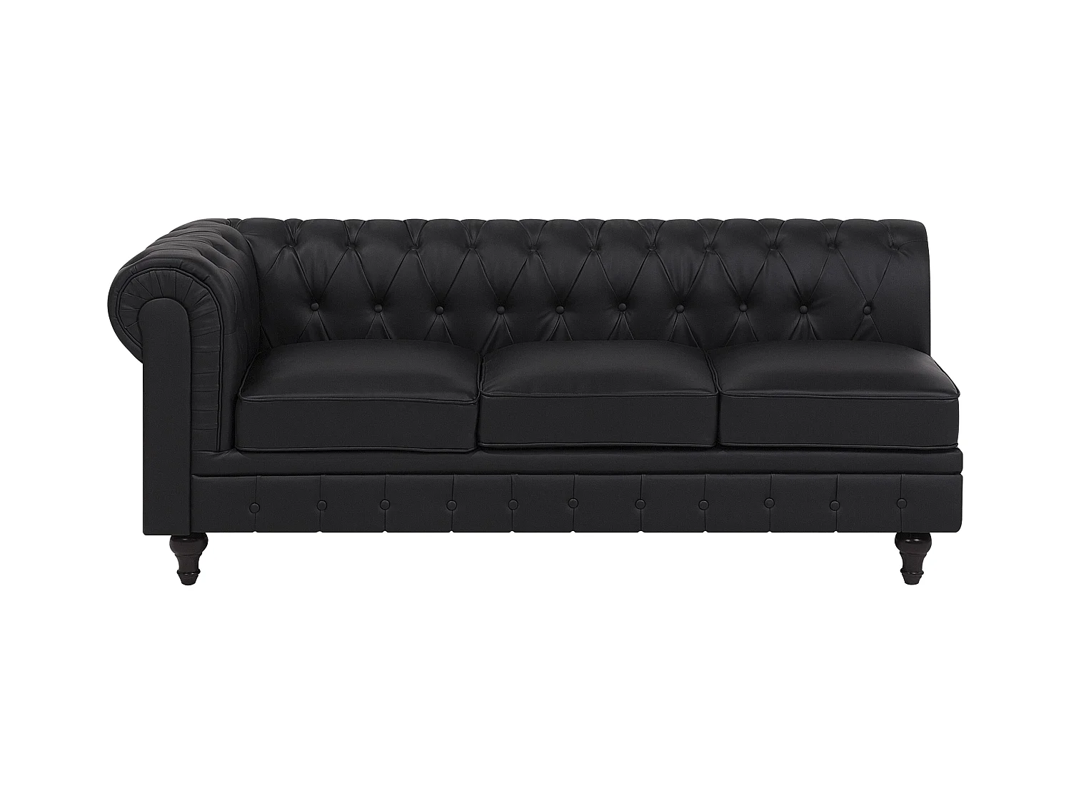 Canapé d'Angle à droite en Cuir PU Noir Housse Amovible Assise Large Chesterfield