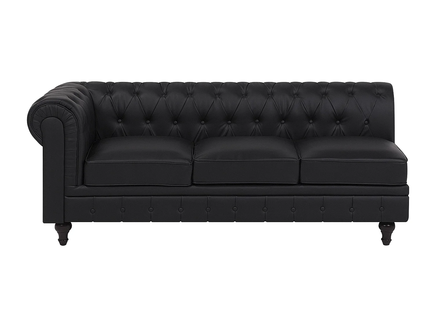 Hoekbank CHESTERFIELD Kunstleer Zwart 6-zitter Linkerzijde