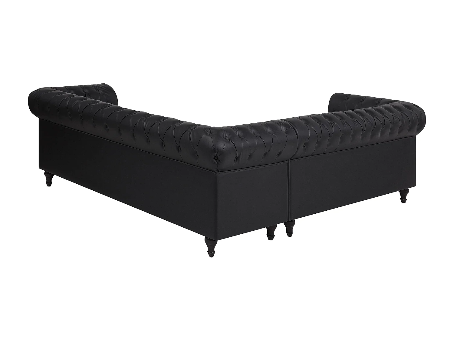 Canapé d'Angle à droite en Cuir PU Noir Housse Amovible Assise Large Chesterfield