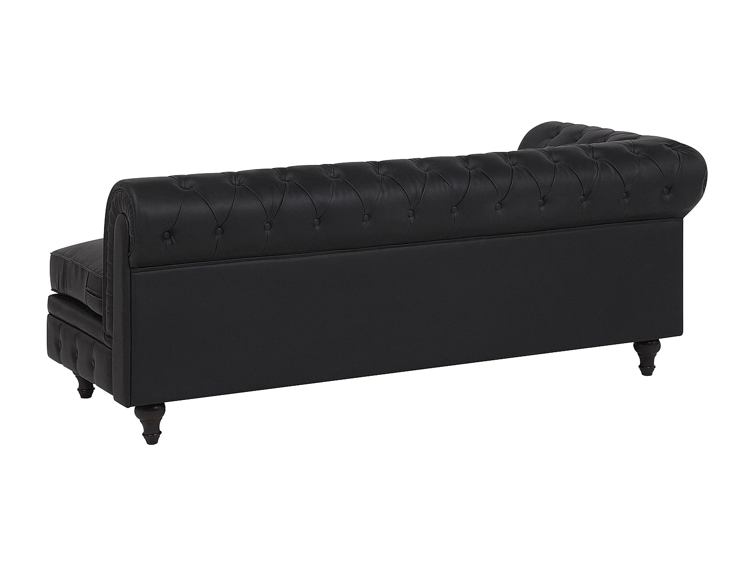 Canapé d'Angle à droite en Cuir PU Noir Housse Amovible Assise Large Chesterfield