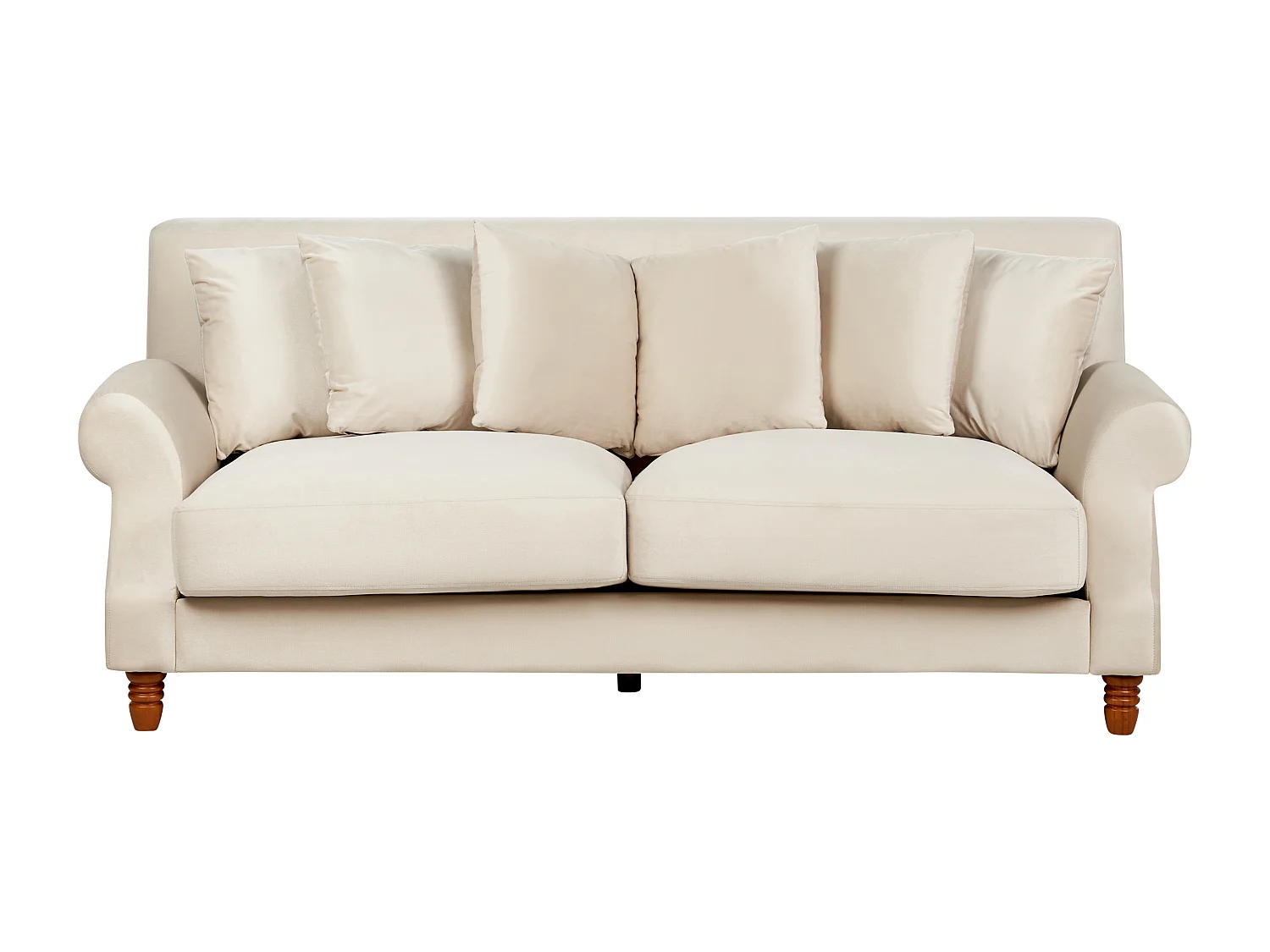2-Sitzer Sofa Samt weiß mit mehreren Kissen Polstersofa Retro-Stil Eike