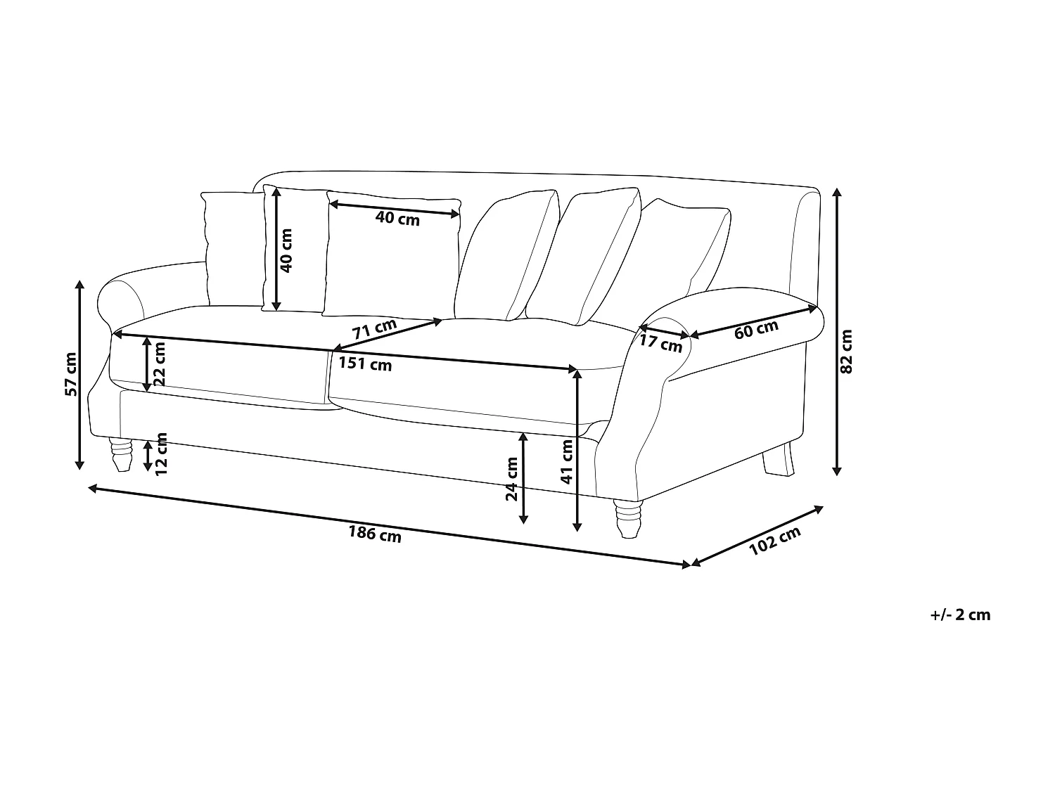 2-Sitzer Sofa Samt weiß mit mehreren Kissen Polstersofa Retro-Stil Eike
