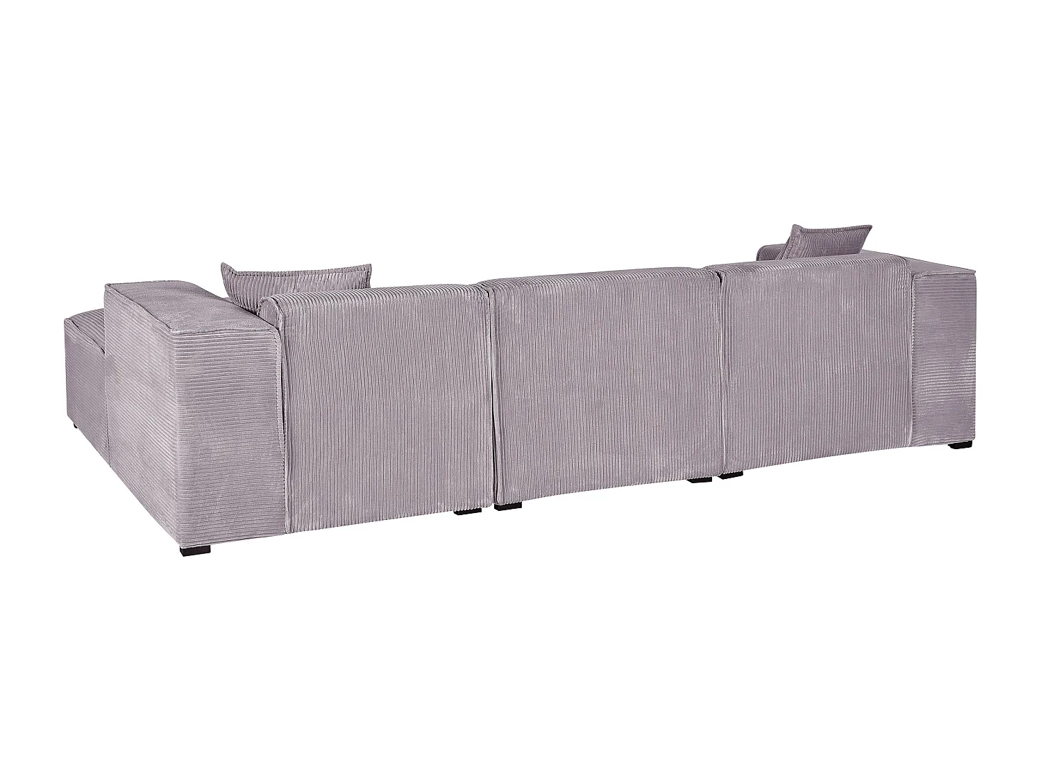 Modernes Ecksofa in Grau mit 3 Zierkissen mit Cordbezug Eckcouch Dolva
