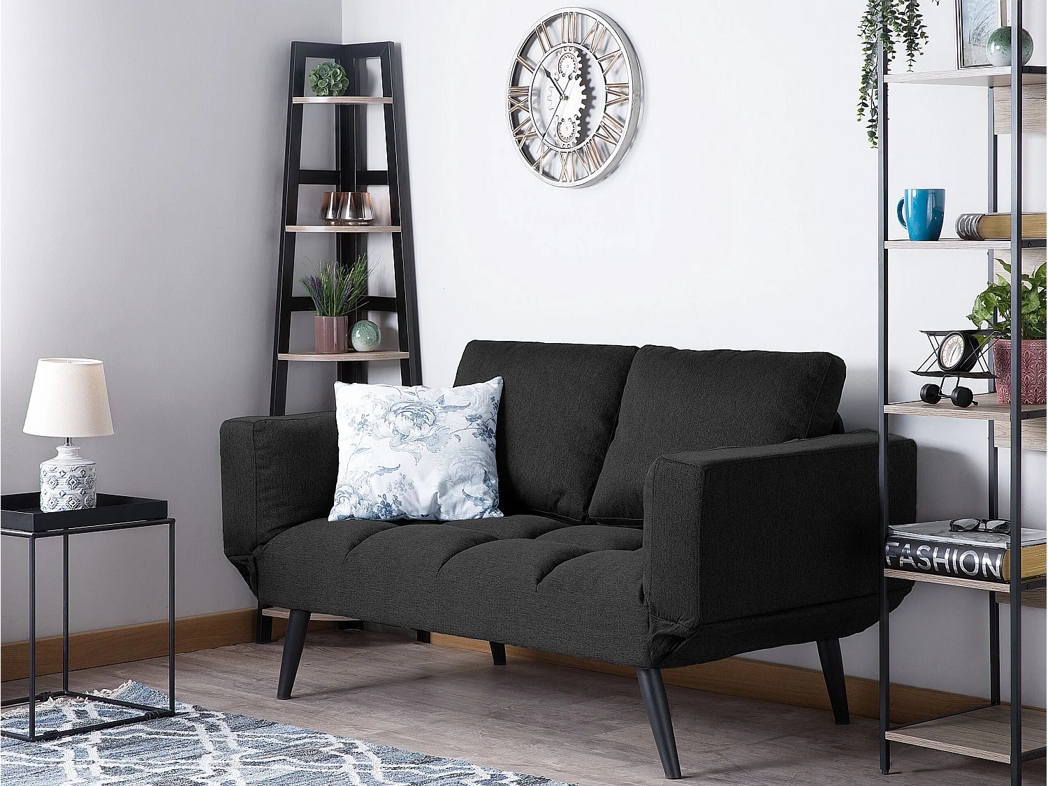 Sofa rozkładana BREKKE Czarny dla 2 osób