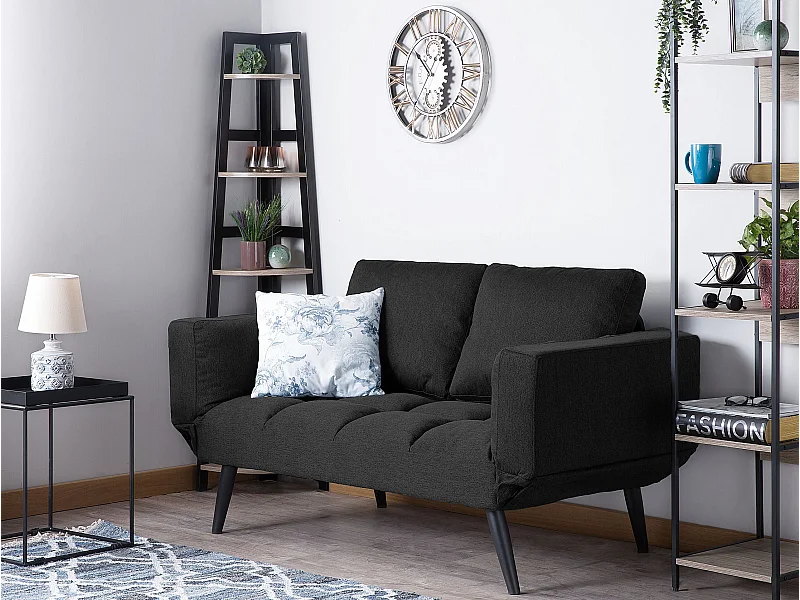 Divano letto BREKKE Tessuto Nero 2 posti