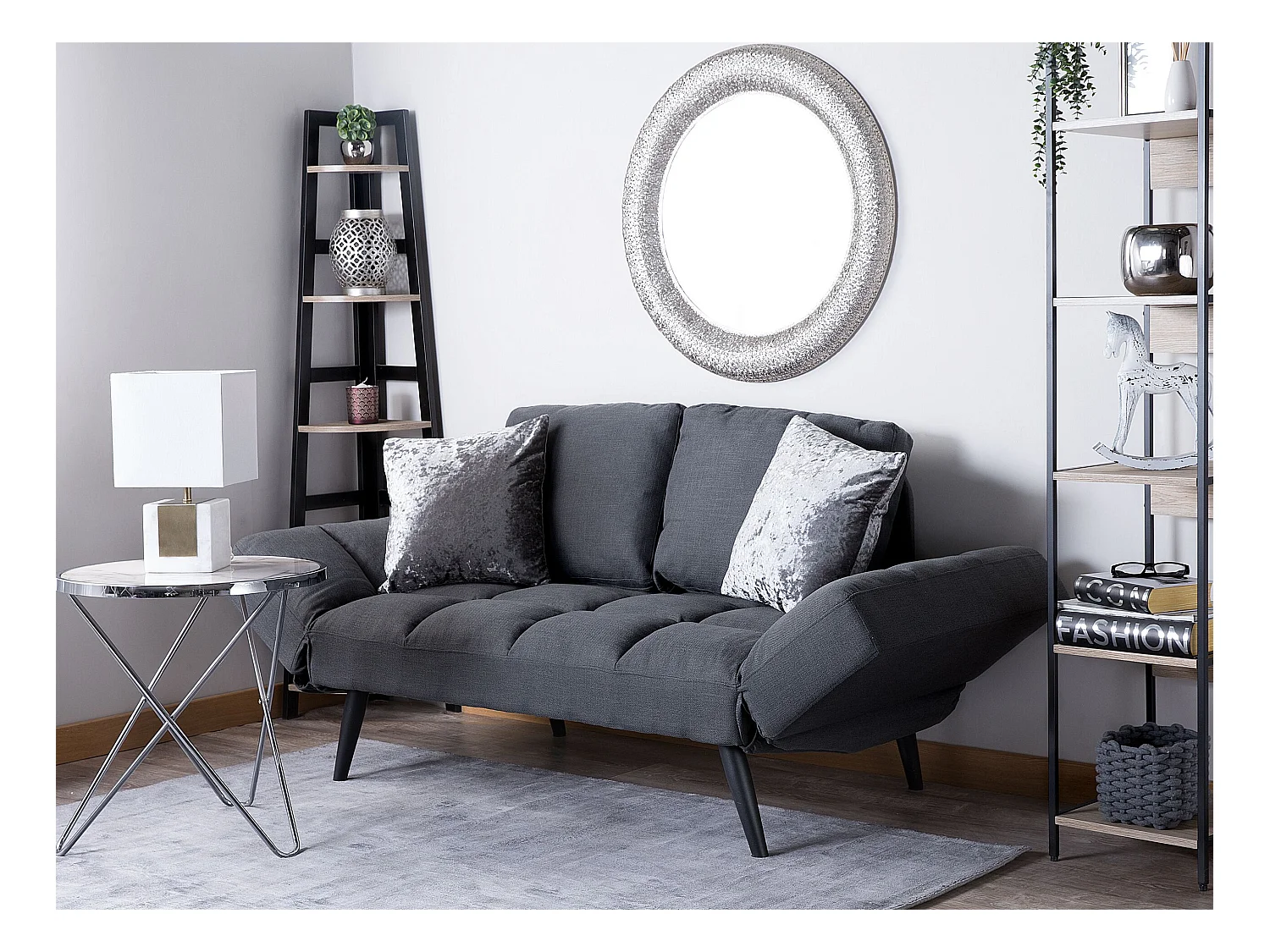 Canapé-lit 2 places BREKKE Tissu Gris foncé