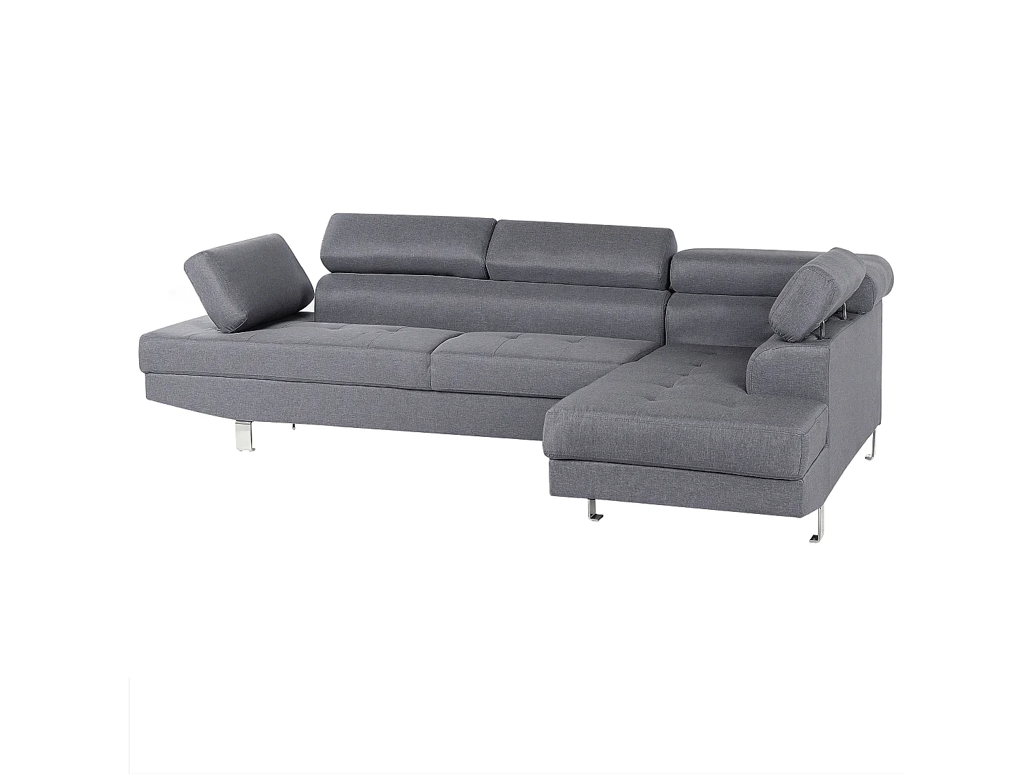 Divano angolare NORREA Tessuto Grigio 5 posti Lato Sinistro