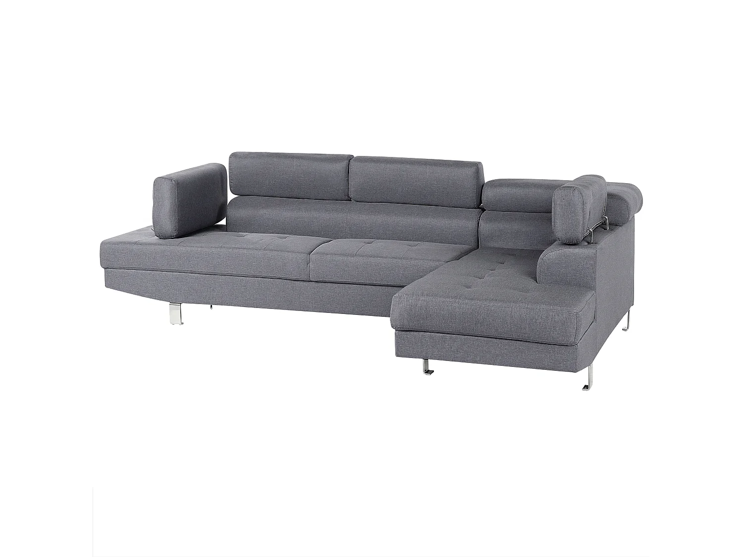 Divano angolare NORREA Tessuto Grigio 5 posti Lato Sinistro