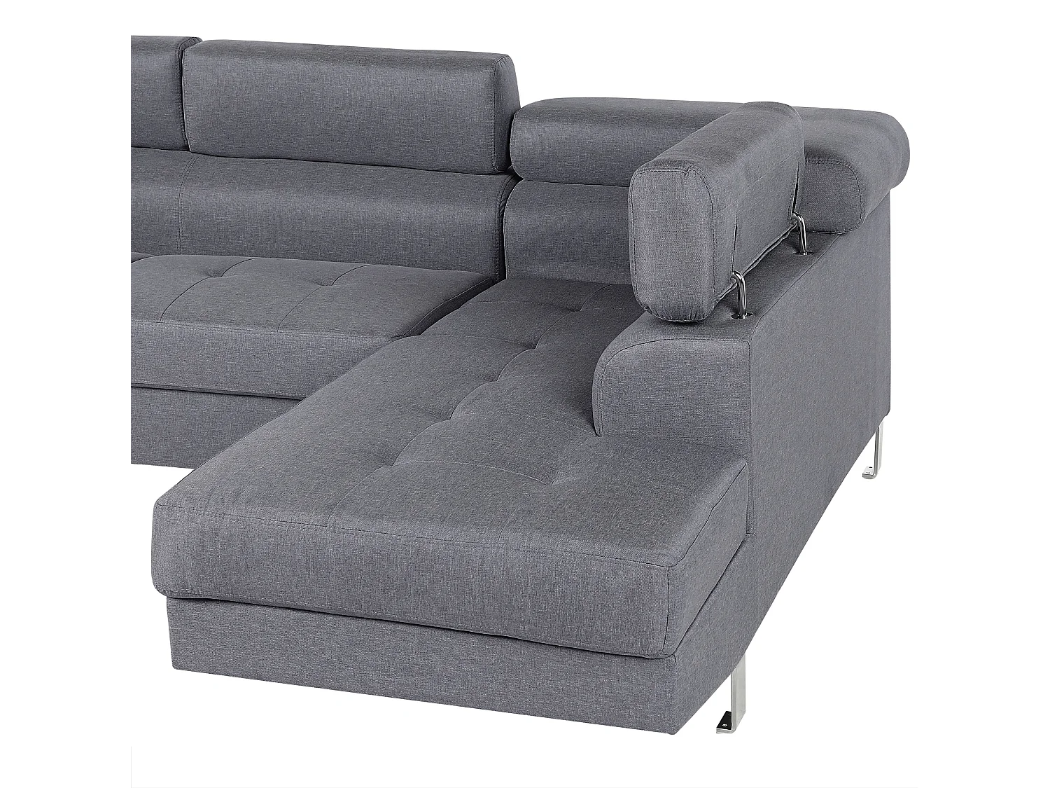 Divano angolare NORREA Tessuto Grigio 5 posti Lato Sinistro