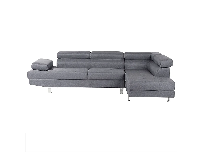 Divano angolare NORREA Tessuto Grigio 5 posti Lato Sinistro