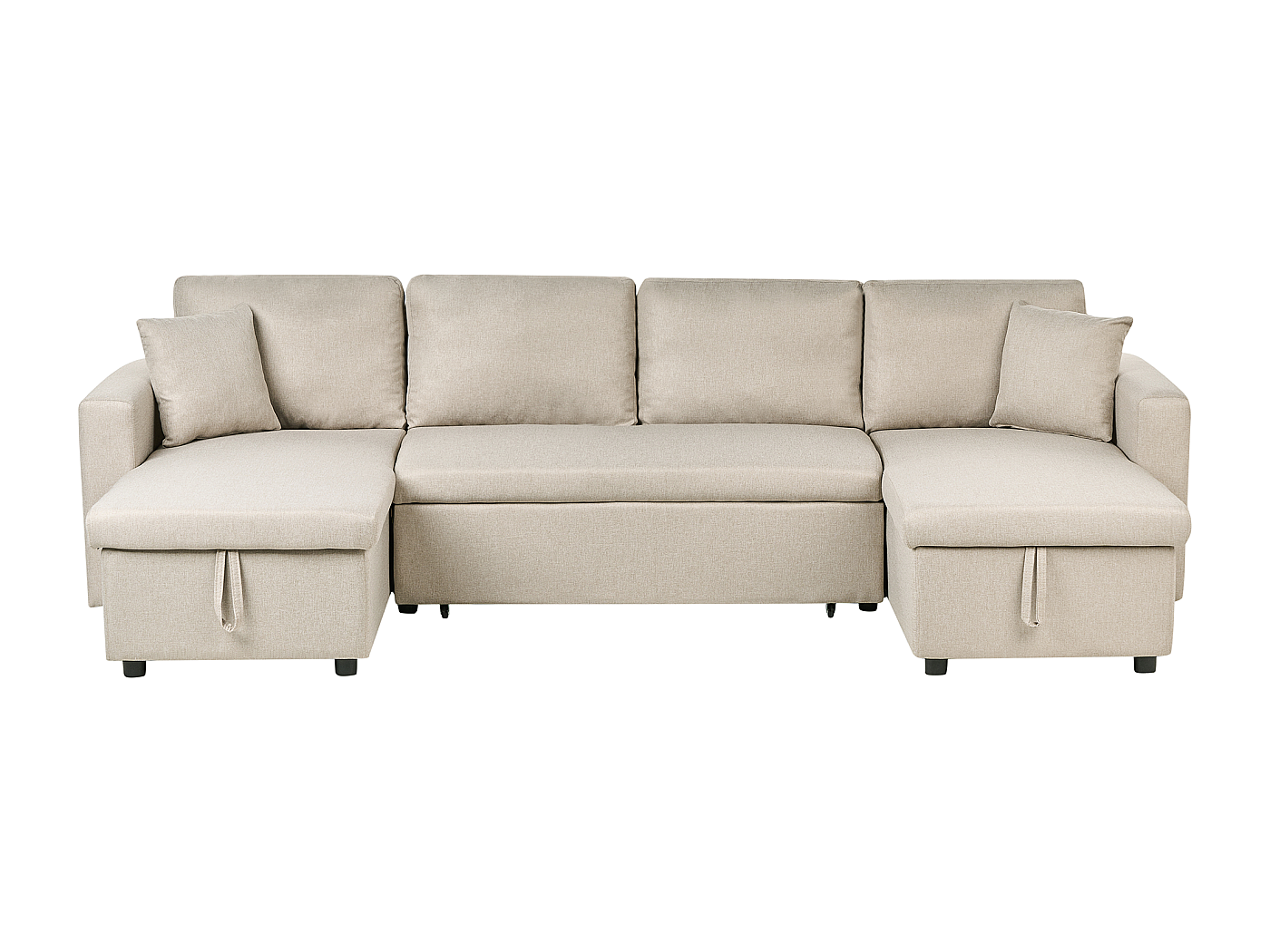 Canapé panoramique convertible beige 5 places avec rangement SOMMEN