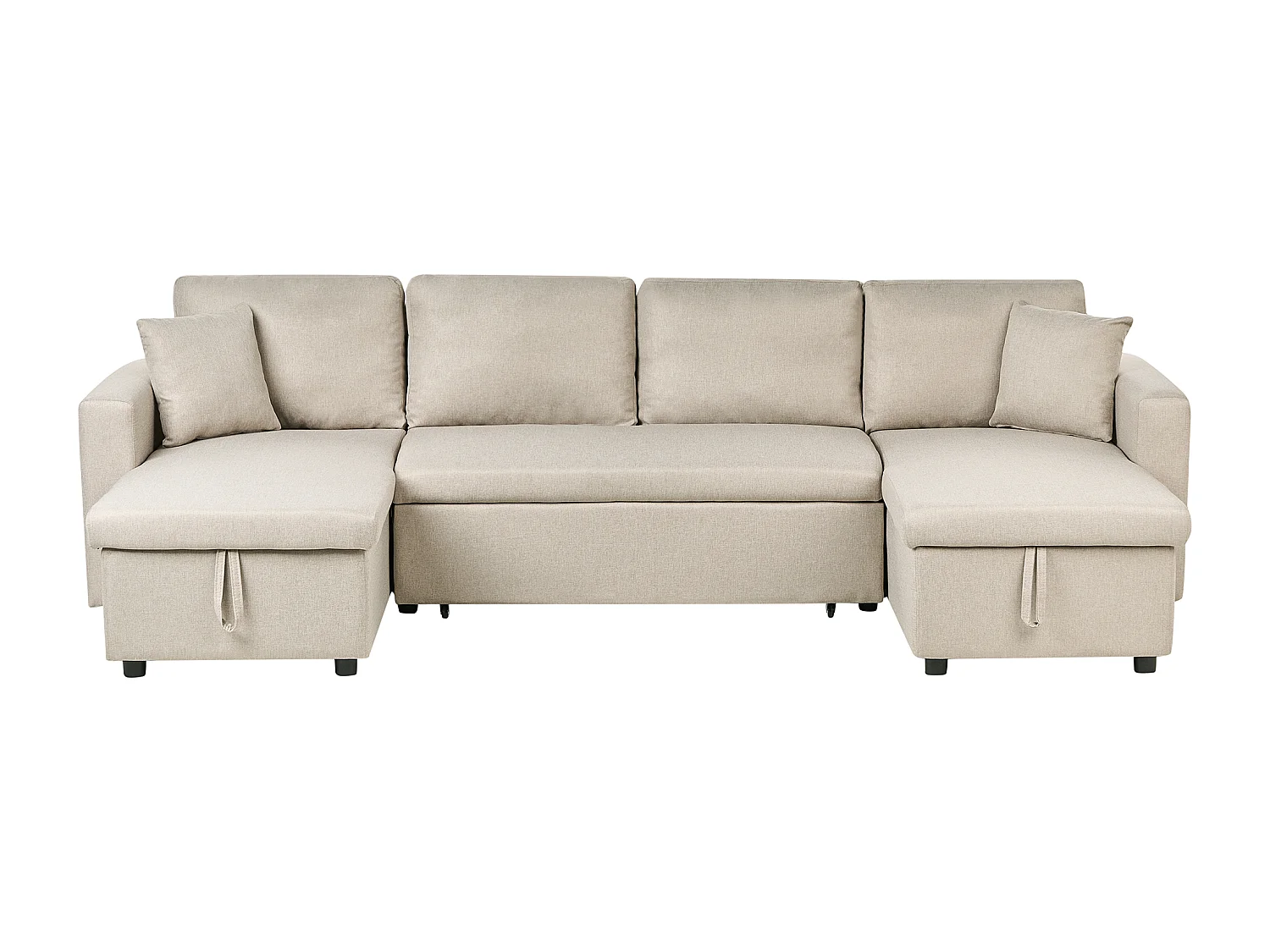 Divano letto a U SOMMEN Tessuto Beige chiaro con contenitore 5 posti