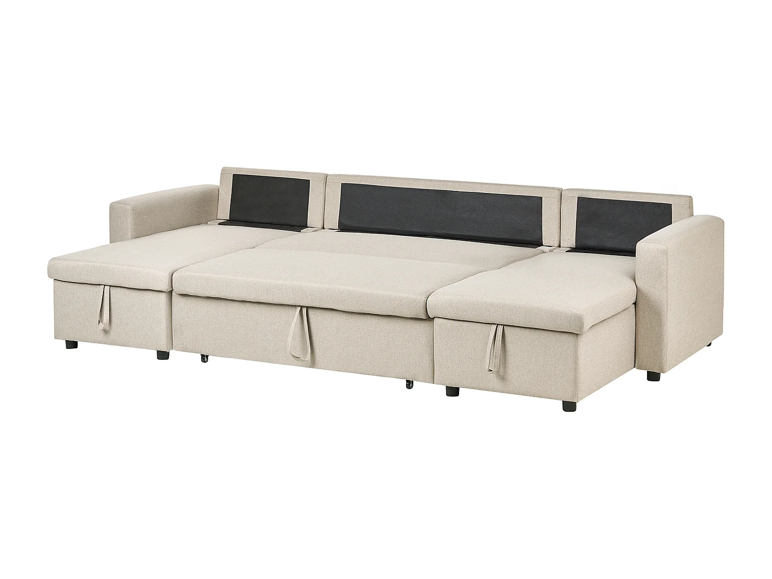 Divano letto a U SOMMEN Tessuto Beige chiaro con contenitore 5 posti