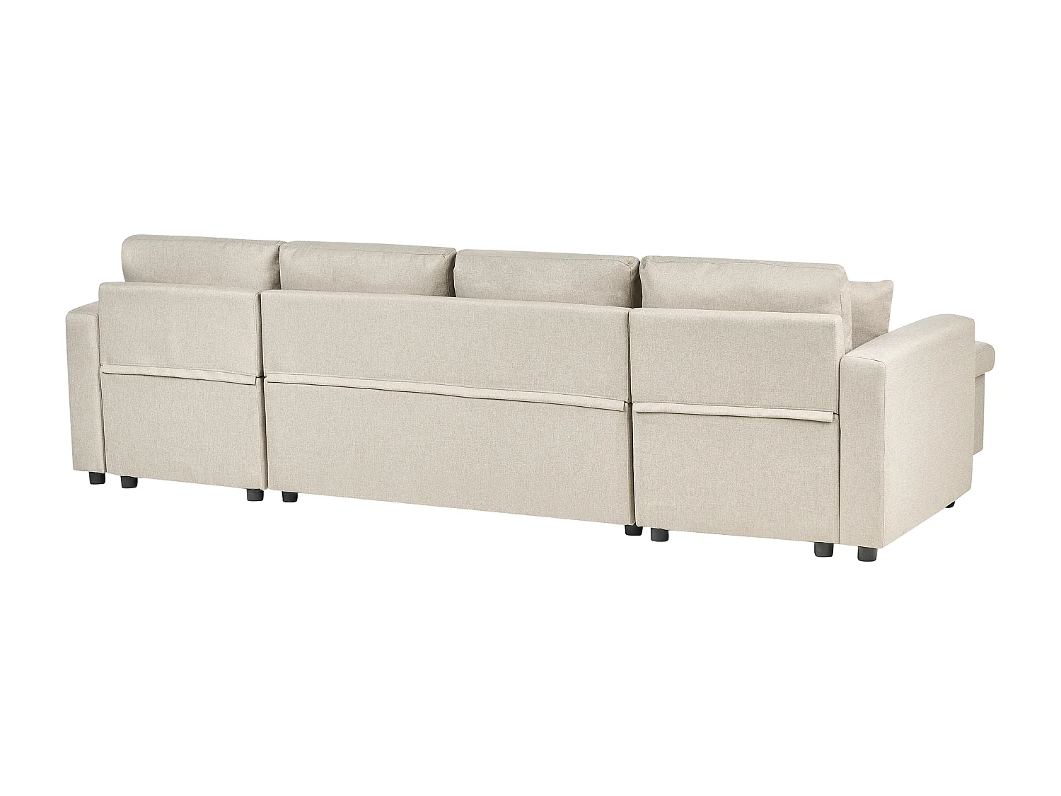 Divano letto a U SOMMEN Tessuto Beige chiaro con contenitore 5 posti
