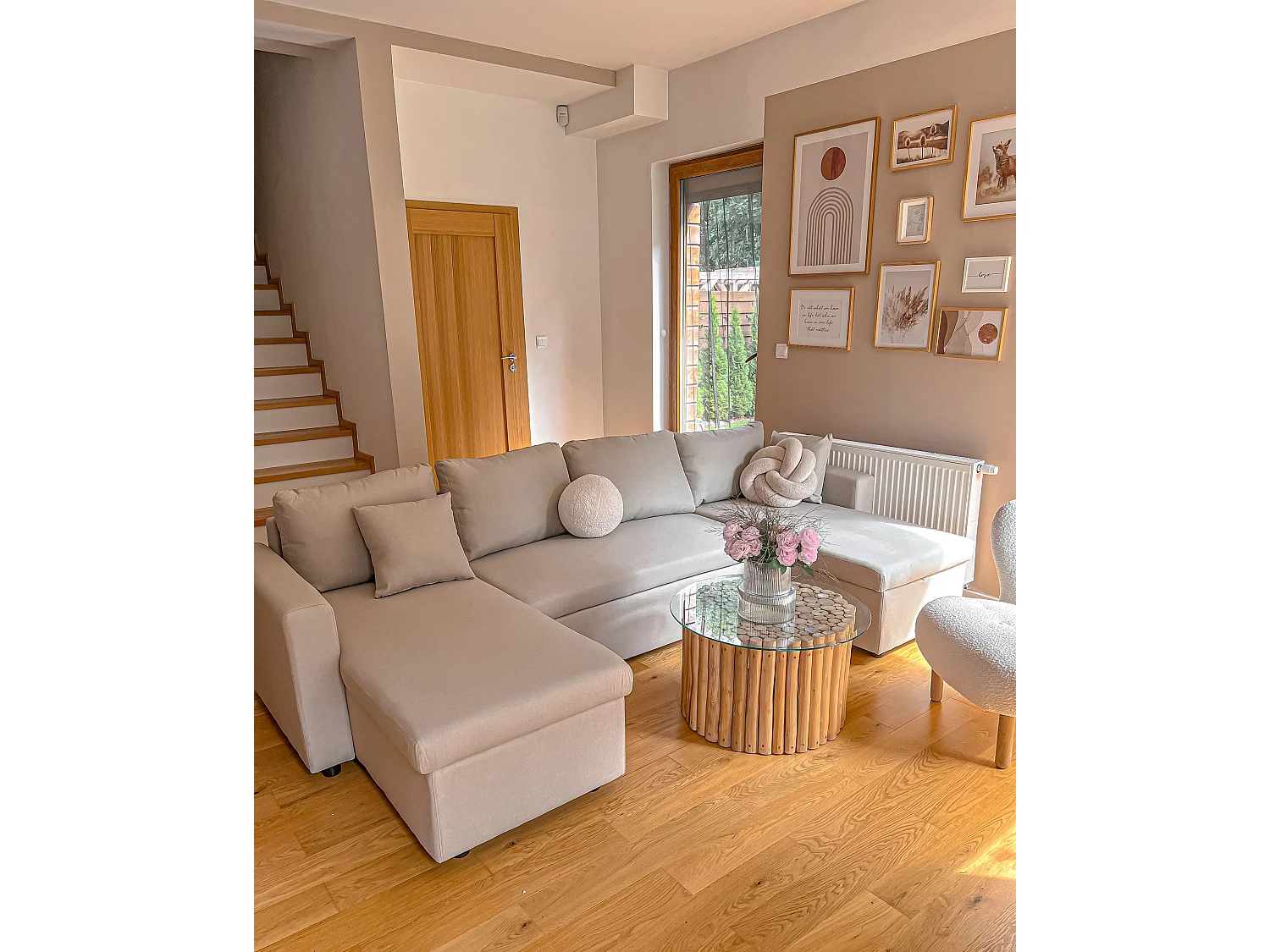 Canapé convertible 4 places en coton beige SOMMEN