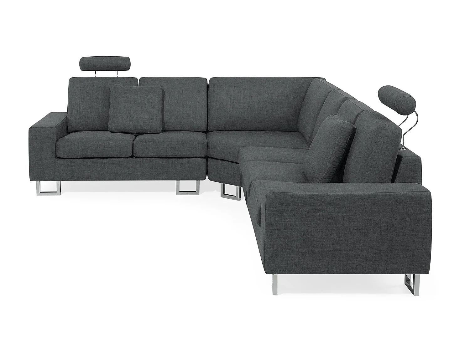 Canapé d'Angle à gauche en Tissu Gris Foncé avec Appui-Tête Réglable Stockholm