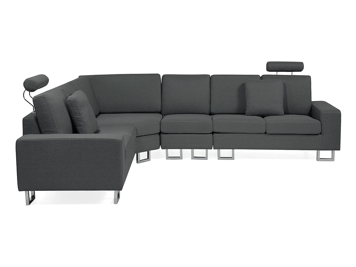 Canapé d'Angle à gauche en Tissu Gris Foncé avec Appui-Tête Réglable Stockholm