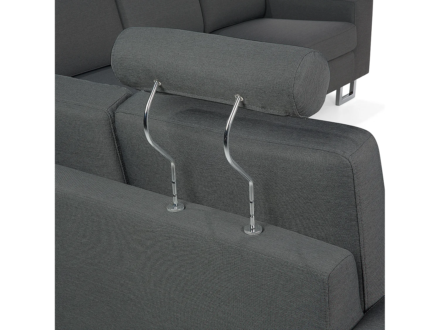 Canapé d'Angle à gauche en Tissu Gris Foncé avec Appui-Tête Réglable Stockholm
