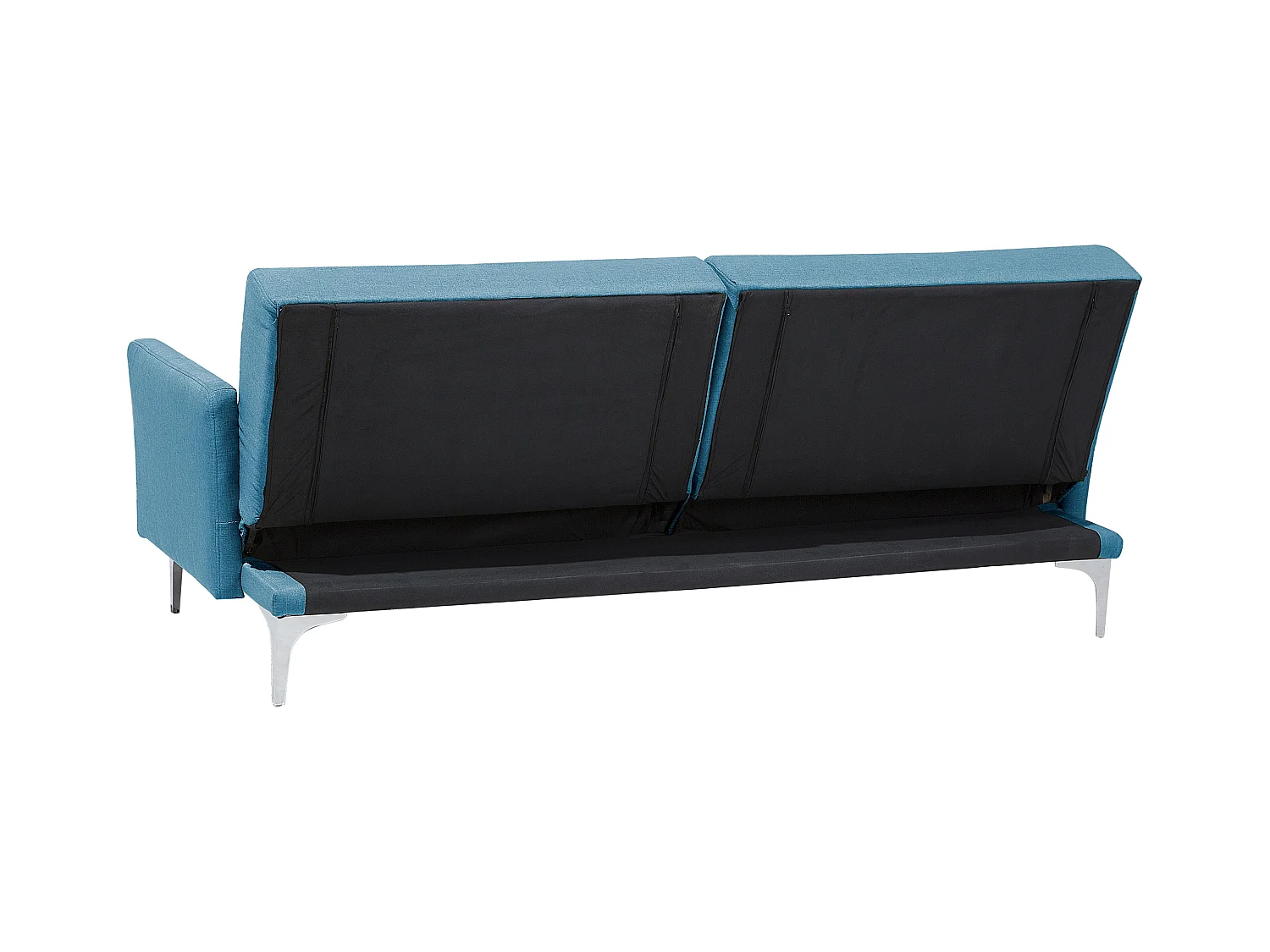 3-Sitzer Schlafsofa Stoff blau gesteppt mit Metallbeinen silber 2 Kissen Lucan